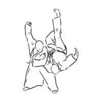 fighting aikido vector sketch