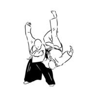 fighting aikido vector sketch