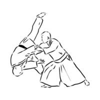 fighting aikido vector sketch