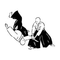 luchando aikido vector bosquejo