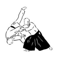 fighting aikido vector sketch