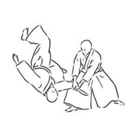 fighting aikido vector sketch