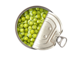 Green peas in a can top view png