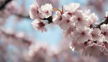 AI generated cherry blossoms are blooming in the spring photo