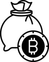 bitcoin bag solid glyph vector illustration