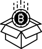 bitcoin open box solid glyph vector illustration