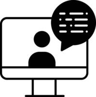 Monitor chat chat solid glyph vector illustration