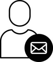 User contacts mail solid glyph vector illustration