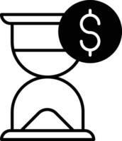 Hourglass Dollar solid glyph vector illustration