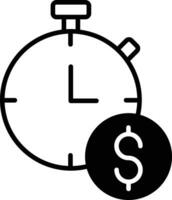 Stopwatch dollar solid glyph vector illustration