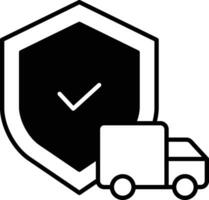Truck shield solid glyph vector illustration