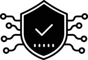 technology security approve solid glyph vector illustration