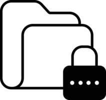 lock folder solid glyph vector illustration