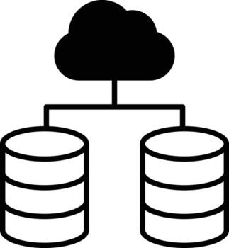 compartido nube informática sólido glifo vector ilustración