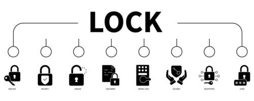 Lock banner web icon vector illustration concept