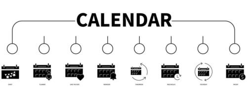 calendario bandera web icono vector ilustración concepto