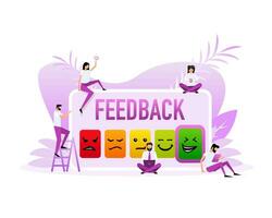 Feedback vector concept. Rank, level of satisfaction rating. Vector illustration. Flat style characters.