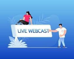 Live Webcast Button, icon. Flat people. Vector design. Live Webcast banner.