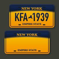 Retro car plate for banner design. New York state. Isolated vector illustration. Business, icon set