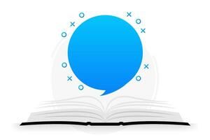Ideas book on light bulb. Power of knowledge sign. Vector illustration.
