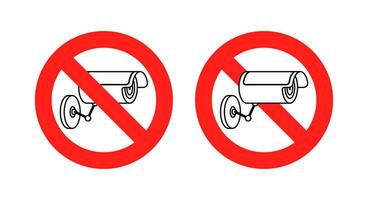 No seguridad cámara signo. No circuito cerrado de televisión vigilancia zona prohibir. vector