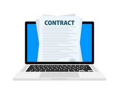 Contract document form. Sign contract. Vector illustration.