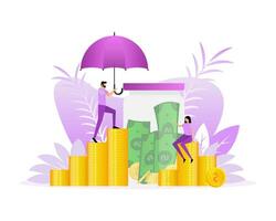 Insurance concept. Insurance policy. Money Guarantee. Vector illustration.