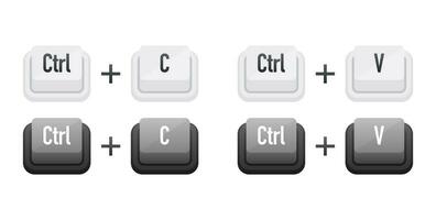 Ctrl C and Ctrl V Keyboard keys. Shortcut keys vector