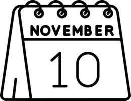 10 de noviembre línea icono vector