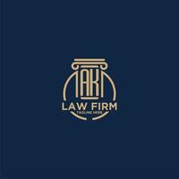 AK initial monogram for law firm with creative circle line vector