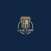 AM initial monogram for law firm with creative circle line vector