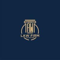 AW initial monogram for law firm with creative circle line vector
