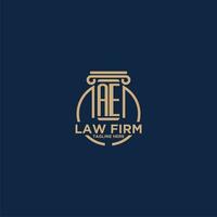 AE initial monogram for law firm with creative circle line vector