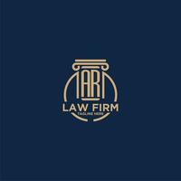 AR initial monogram for law firm with creative circle line vector