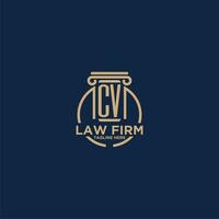 CV initial monogram for law firm with creative circle line vector