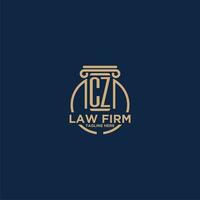 CZ initial monogram for law firm with creative circle line vector