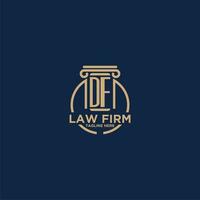 DF initial monogram for law firm with creative circle line vector