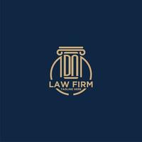 DN initial monogram for law firm with creative circle line vector