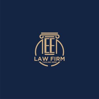 ee inicial monograma para ley firma con creativo circulo línea vector