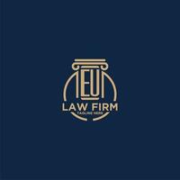 EU initial monogram for law firm with creative circle line vector