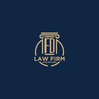 FD initial monogram for law firm with creative circle line vector