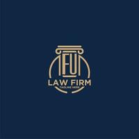 FU initial monogram for law firm with creative circle line vector