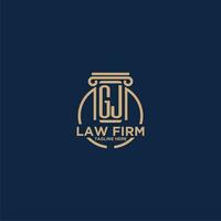 GJ initial monogram for law firm with creative circle line vector