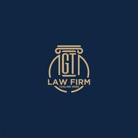 GT initial monogram for law firm with creative circle line vector