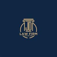 JD initial monogram for law firm with creative circle line vector