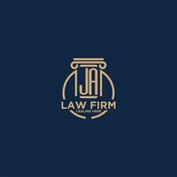 JA initial monogram for law firm with creative circle line vector