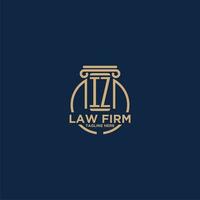 IZ initial monogram for law firm with creative circle line vector