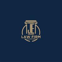 JE initial monogram for law firm with creative circle line vector