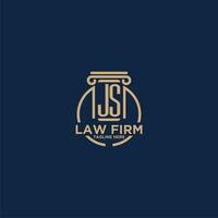 JS initial monogram for law firm with creative circle line vector