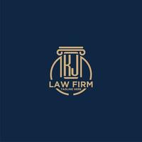 KJ initial monogram for law firm with creative circle line vector